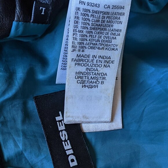 Diesel L-Shiro Leather Moto Jacket Black Large - Picture 5 of 9